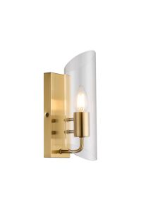 Navi Wall Lamp, 1 x E14, IP44, Brass/Clear Glass, 2yrs Warranty