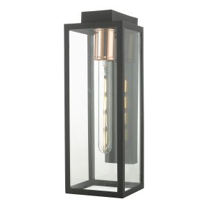 Nmedicings 1 Light E27 Black Outdoor IP43 Wall Light With Tempered Clear Glass
