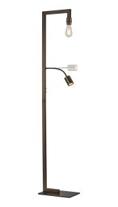 Isola Floor Lamp Over Arm Without Shade, 1 Light E27 + Reading 1 Light GU10, Matt Bronze