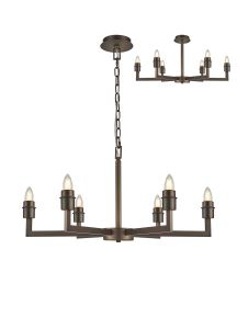 Isola 75cm Adjustable Multi Arm Pendant/Semi Ceiling (FRAME ONLY) Without Shade, 6 Light E27, c/w 1m Chain, Matt Bronze
