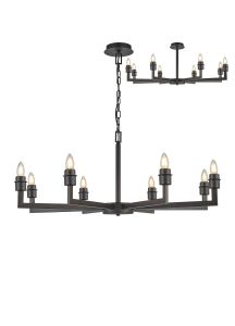 Isola 95cm Adjustable Multi Arm Pendant/Semi Ceiling (FRAME ONLY) Without Shade, 8 Light E27, c/w 1.5m Chain, Satin Black
