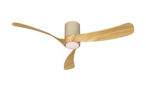 Nemo II M 1.2m 19W LED Dimmable Ceiling Light With Built-In 32W DC Fan, 3000-5000K Remote Control, 3800lm, Wood/White Ceramic, 5yrs Warranty