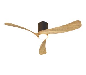 Nemo II M 1.2m 19W LED Dimmable Ceiling Light With Built-In 32W DC Fan, 3000-5000K Remote Control, 3800lm, Wood/Black, 5yrs Warranty