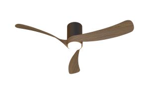Nemo II M 1.2m 19W LED Dimmable Ceiling Light With Built-In 32W DC Fan, 3000-5000K Remote Control, 3800lm, Walnut/Black, 5yrs Warranty