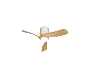 Nemo II XS 72cm 15W LED Dimmable Ceiling Light With Built-In 26W DC Fan, 3000-5000K Remote Control, 3000lm, Wood/White Ceramic, 5yrs Warranty