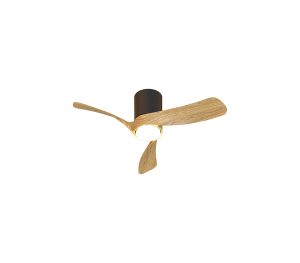 Nemo II XS 72cm 15W LED Dimmable Ceiling Light With Built-In 26W DC Fan, 3000-5000K Remote Control, 3000lm, Wood/Black, 5yrs Warranty