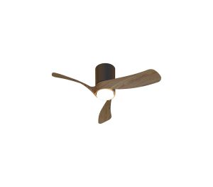 Nemo II XS 72cm 15W LED Dimmable Ceiling Light With Built-In 26W DC Fan, 3000-5000K Remote Control, 3000lm, Walnut/Black, 5yrs Warranty