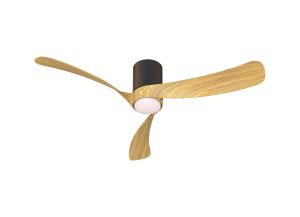 Nemo M 1.2m 24W LED Dimmable Ceiling Light With Built-In 32W DC Fan, 2700-5000K Remote Control, 3200lm, Black/Wood, 5yrs Warranty