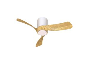 Nemo XS 72cm 18W LED Dimmable Ceiling Light With Built-In 26W DC Fan, 2700-5000K Remote Control, 2800lm, White/Wood, 5yrs Warranty