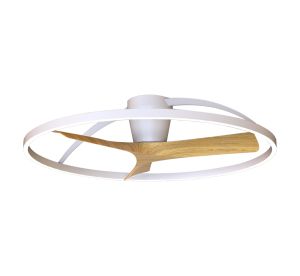 Nepal II 1m 44W LED Dimmable Light With Built-In 32W DC Fan With Single Speed Reverse, White/Wood Finish c/w Remote Control, 7700lm, 5yrs Warranty