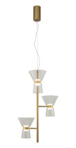 New York 3 Light Pendant, 18W LED, 3000K, 2400lm, Gold, 3yrs Warranty