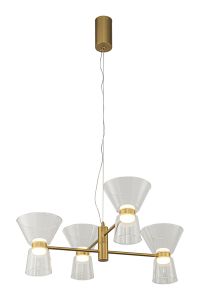 New York 4 Light Pendant, 24W LED, 3000K, 3700lm, Gold, 3yrs Warranty