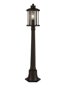 Arup Single Headed Post Lamp, 1 x E27, Antique Bronze/Clear Glass, IP54, 2yrs Warranty