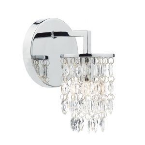 DAR NIA0750 Niagra Single Wall Light Polished Chrome/Crystal Finish Switched