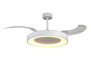 Niseko Fan L 62cm 40W LED Dimmable Ceiling Light With Built-In 40W DC Fan, 2700-5000K Remote Control, 4400lm, White, 5yrs Warranty