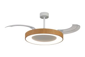 Niseko Fan L 62cm 40W LED Dimmable Ceiling Light With Built-In 40W DC Fan, 2700-5000K Remote Control, 4400lm, White/Wood, 5yrs Warranty