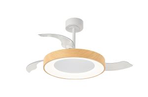 Niseko Fan M 49cm 50W LED Dimmable Ceiling Light With Built-In 30W DC Fan, 2700-5000K Remote Control, 5500lm, Wood, 5yrs Warranty
