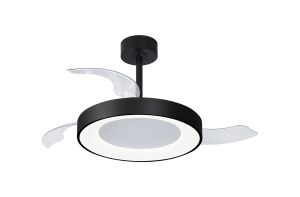 Niseko Fan M 49cm 50W LED Dimmable Ceiling Light With Built-In 30W DC Fan, 2700-5000K Remote Control, 5500lm, Black, 5yrs Warranty