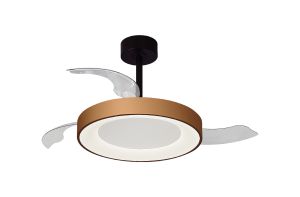 Niseko Fan M 49cm 50W LED Dimmable Ceiling Light With Built-In 30W DC Fan, 2700-5000K Remote Control, 5500lm, Gold/Black, 5yrs Warranty