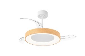 Niseko Fan S 40cm 45W LED Dimmable Ceiling Light With Built-In 25W DC Fan, 2700-5000K Remote Control, 5000lm, Wood, 5yrs Warranty