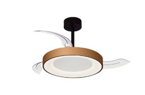Niseko Fan S 40cm 45W LED Dimmable Ceiling Light With Built-In 25W DC Fan, 2700-5000K Remote Control, 5000lm, Gold/Black, 5yrs Warranty