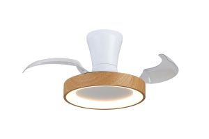 Niseko Fan XS 33cm 25W LED Dimmable Ceiling Light With Built-In 25W DC Fan, 2700-5000K Remote Control, 2500lm, Wood/White, 5yrs Warranty