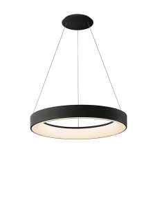 Niseko II Ring Pendant 50cm 40W LED, 2700K-5000K Tuneable, 2950lm, Remote Control & APP, Black, 3yrs Warranty