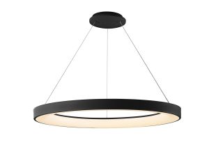 Niseko II Ring Pendant 90cm 66W LED, 2700K-5000K Tuneable, 5440lm, Remote Control, Black, 3yrs Warranty