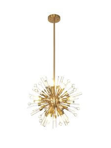Noon 45cm Pendant 9 Light E14 Antique Gold/Clear Glass