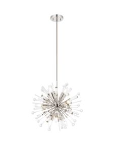 Noon 45cm Pendant 9 Light E14 Polished Nickel/Clear Glass