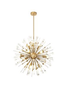 Noon 72cm Pendant 12 Light E14 Antique Gold/Clear Glass