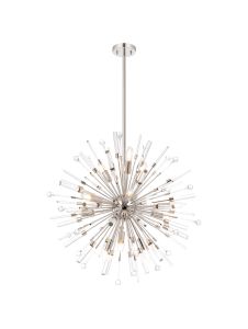 Noon 72cm Pendant 12 Light E14 Polished Nickel/Clear Glass