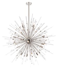Noon 125cm Pendant 20 Light E14 Polished Nickel/Clear Glass Item Weight: 17.3kg