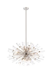 Noon Oval Pendant 12 Light E14 Polished Nickel/Clear Glass