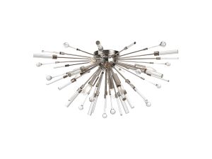 Noon 80cm Semi Flush 6 Light E14 Polished Nickel/Clear Glass