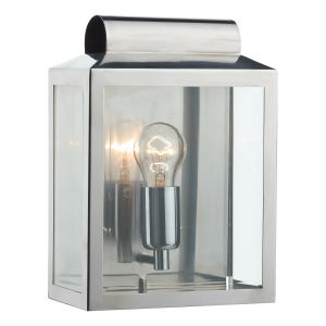 Notary 1 Light E27 Stainless Steel Outdoor IP44 Wall Light With Clear Glass Panels