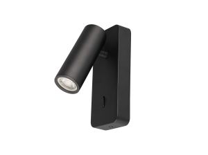Notte Wall Lamp Switched, 1 x 35mm GU10 (GU11) (Not Included), Black