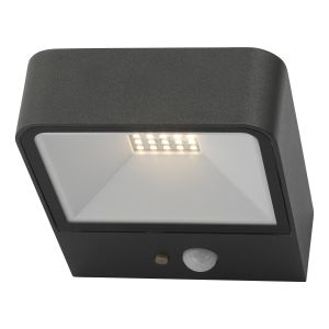 Dar NOX2139 Noxolo Single Wall Light Square Anthracite Solar Power PIR Sensor Outdoor LED Finish 