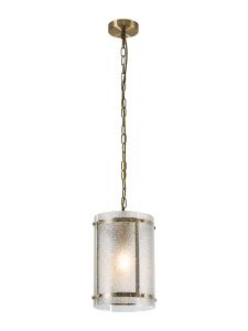 Bruschetta 20.5cm Pendant, 1 Light E27, Antique Brass / Seeded Clear (E) Glass
