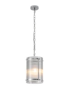 Bruschetta 20.5cm Pendant, 1 Light E27, Polished Chrome / Narrow Ribbed Clear (B) Glass