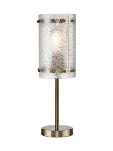 Bruschetta Table Lamp, 1 Light E27, Antique Brass / Seeded Clear (E) Glass