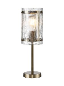 Bruschetta Table Lamp, 1 Light E27, Antique Brass / Rippled Clear (F) Glass