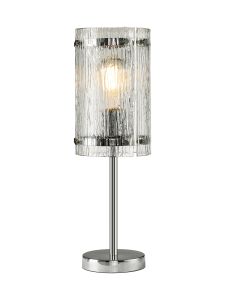 Bruschetta Table Lamp, 1 Light E27, Polished Chrome / Rippled Clear (F) Glass