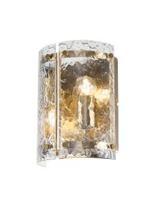 Bruschetta Wall Light, 2 Light E27, Antique Brass / Cobbled Clear (D) Glass