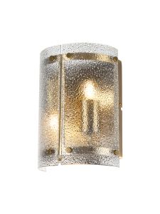 Bruschetta Wall Light, 2 Light E27, Antique Brass / Seeded Clear (E) Glass