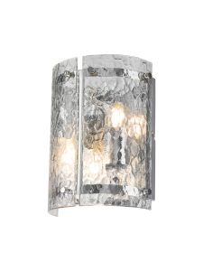 Bruschetta Wall Light, 2 Light E27, Polished Chrome / Cobbled Clear (D) Glass