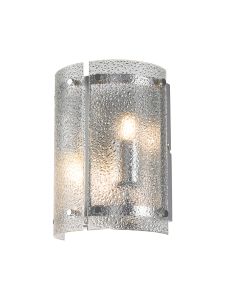 Bruschetta Wall Light, 2 Light E27, Polished Chrome / Seeded Clear (E) Glass