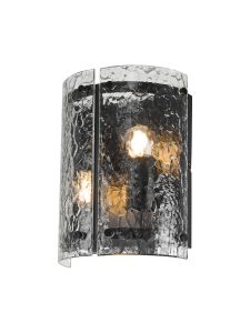 Bruschetta Wall Light, 2 Light E27, Matt Black / Cobbled Clear (D) Glass