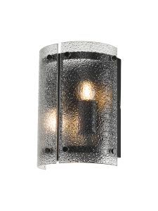 Bruschetta Wall Light, 2 Light E27, Matt Black / Seeded Clear (E) Glass