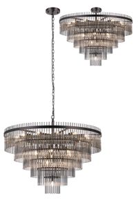 Filo 96cm Pendant/Semi Ceiling 22 Light E14, Brown Oxide/Smoke Glass Rods